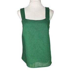 NWT J. Crew Factory Women's Linen Blend Square Neck Tank Top Green Size S Casual